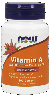 Vitamin A 25,000 IU (100 Softgels) NOW Foods